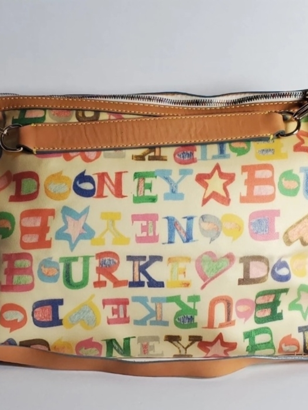 Vintage Dooney & Bourke Multicolor Logo Print Shoulder Bag